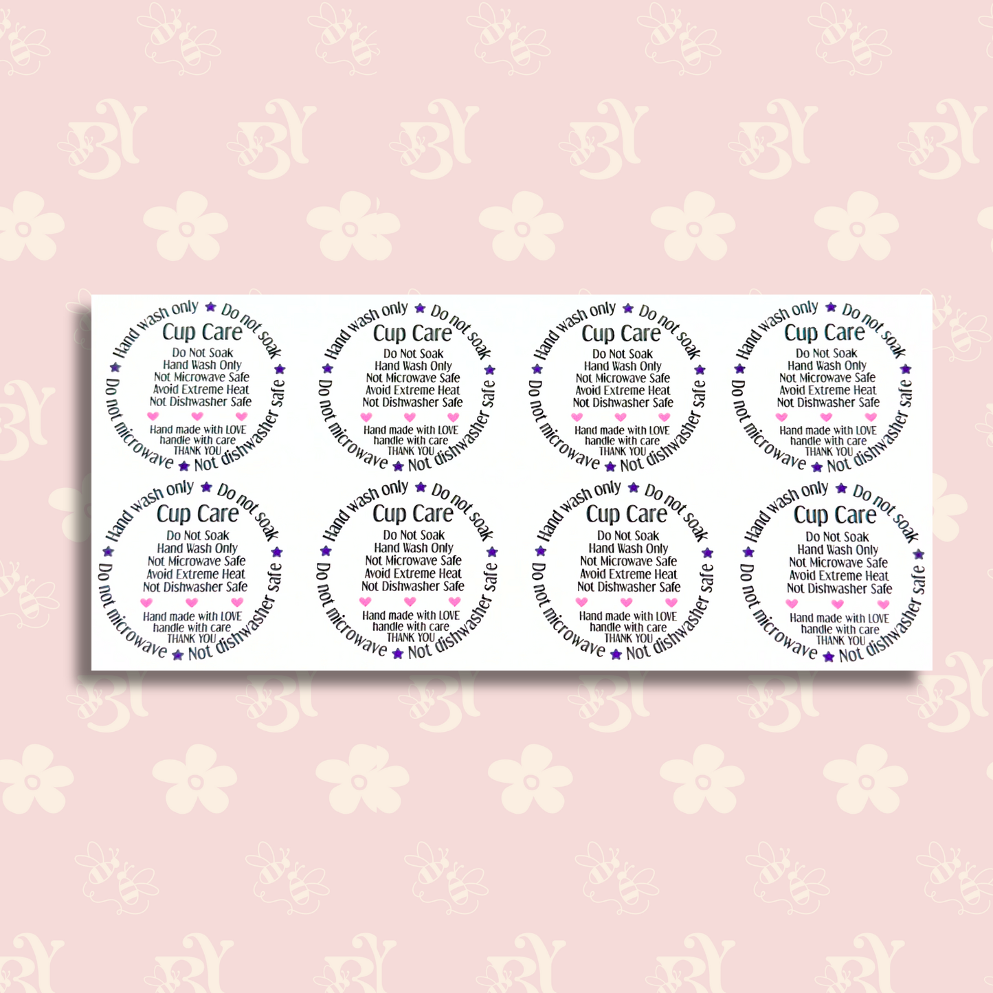 Cup Care Purple star pink heart
