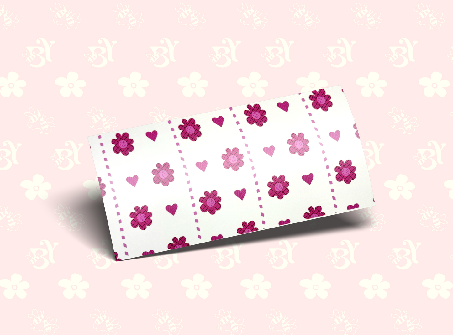 Pink flower with hearts