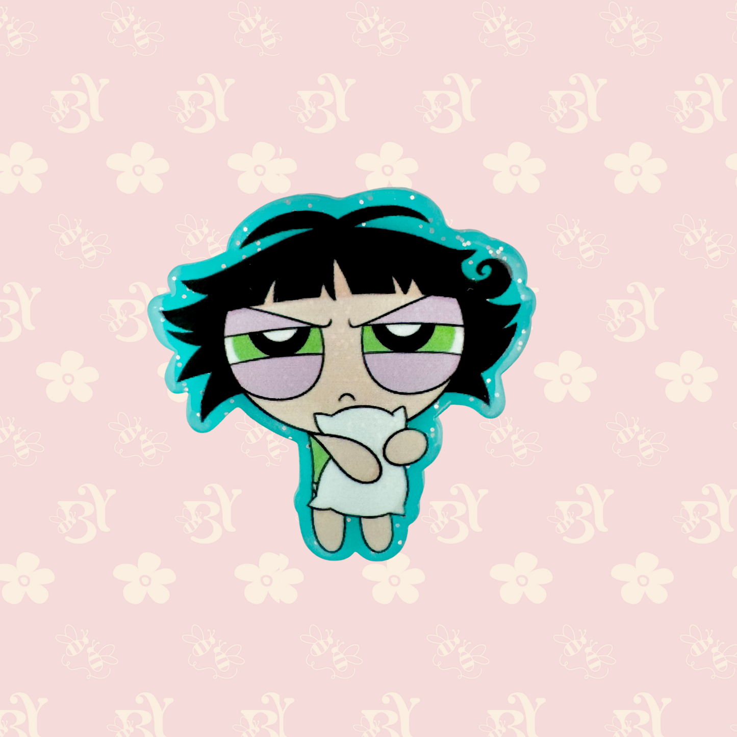 Grumpy sleepy green girl