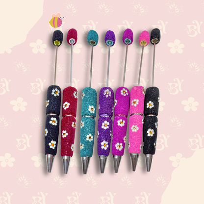Micro Beads Rhinestone Flowers Pen