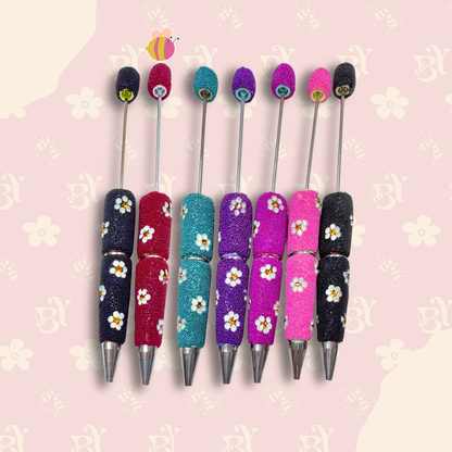 Micro Beads Rhinestone Flowers Pen