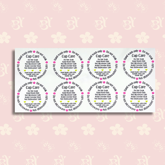 Cup Care Pink flower neon green heart