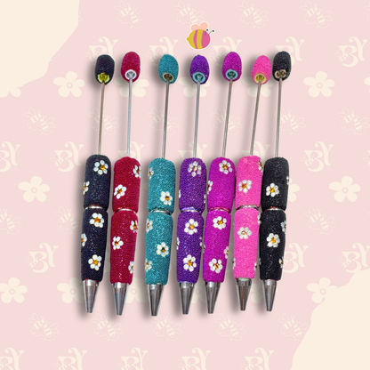 Micro Beads Rhinestone Flowers Pen