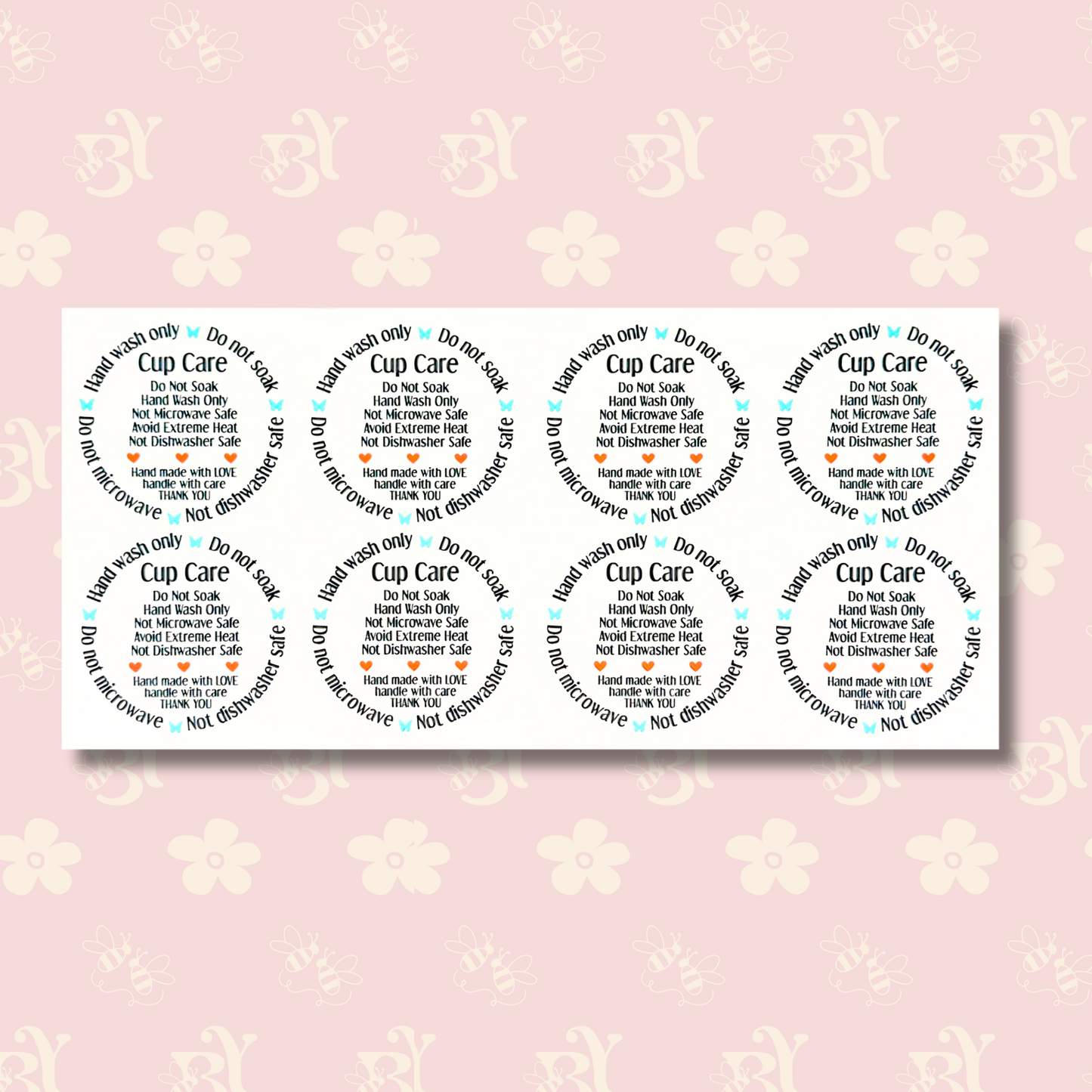 Cup Care Butterfly blue orange heart