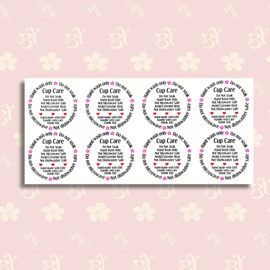 Cup Care Pink flower red heart
