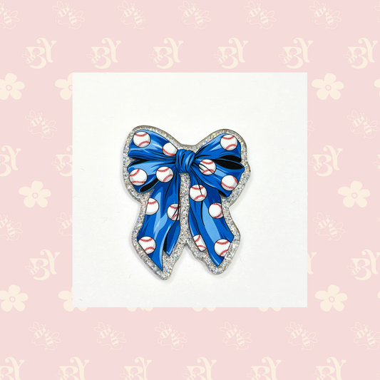 Baseball blue bow