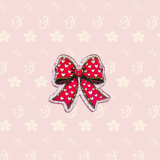 Pink White Hearts Bow