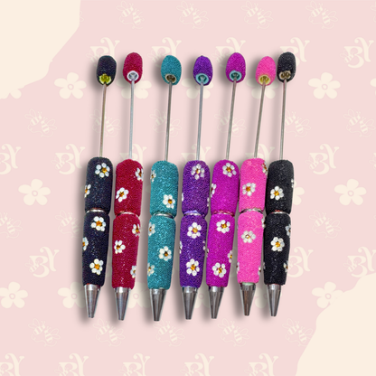 Micro Beads Rhinestone Flowers Pen